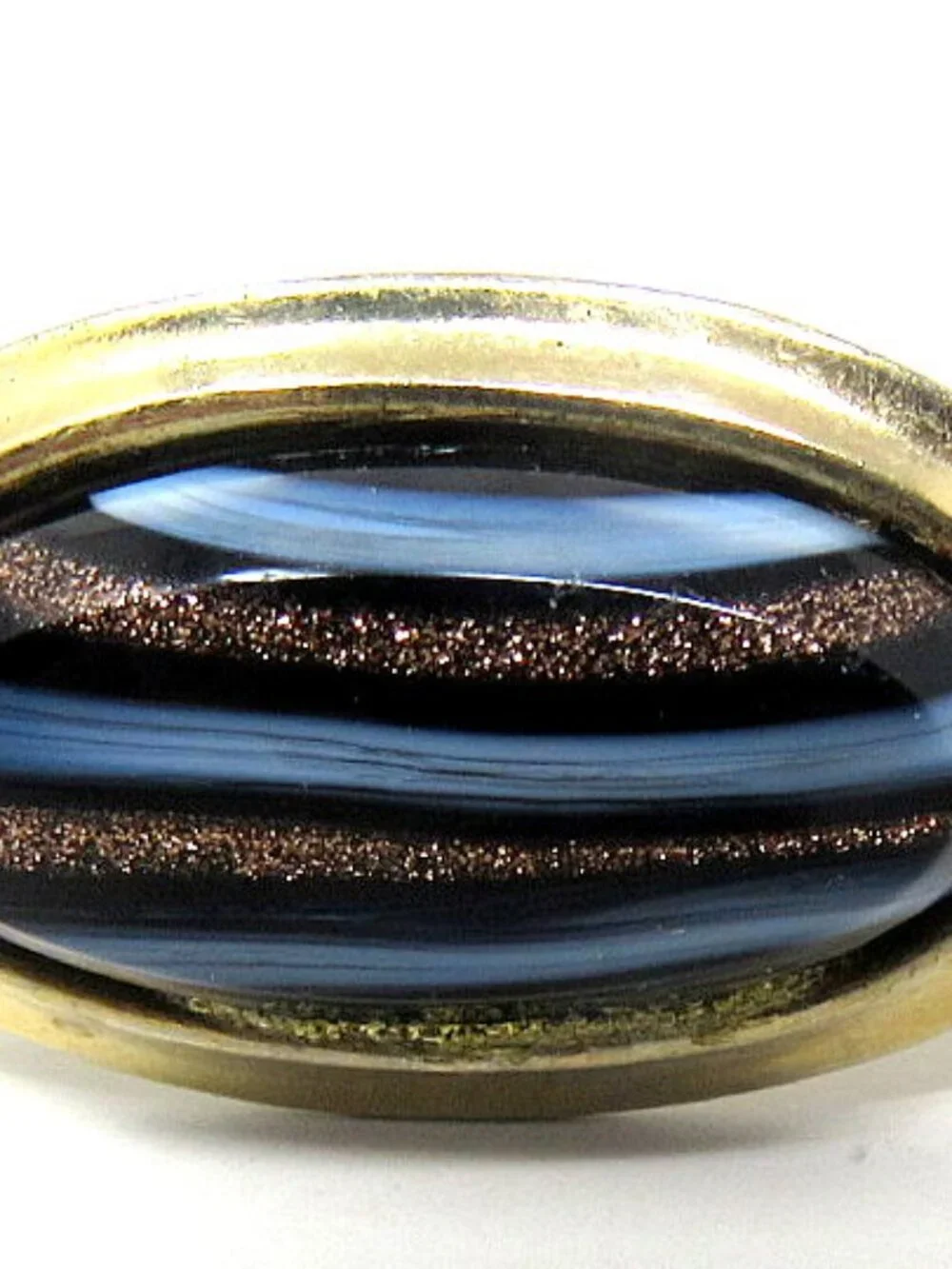 Share Black Blue Tiger Stripe Cufflinks Gold Glitter Vintage 70s Men